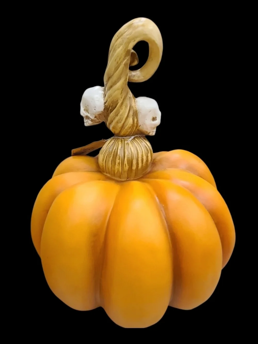 14" Primitive Skull Face Jack O Lantern Pumpkin Figure Realistic 3D Eyes New - Picture 7 of 8